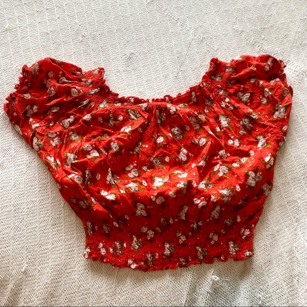 Adorable Orange Floral Crop Top